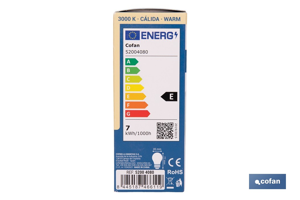 Bombillas LED esférica E27 6,5 W 806 lúmenes | Ahorro de energía y larga duración 15.000 h de vida | Disponibles en 2 temperaturas de color - Cofan