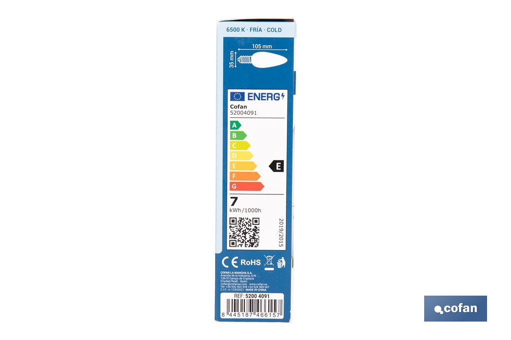 Bombillas LED vela con rosca fina E14, 6,5 W y 806 lúmenes | Ahorro de energía y larga duración 15.000 h de vida | Disponibles en 2 temperaturas de color - Cofan