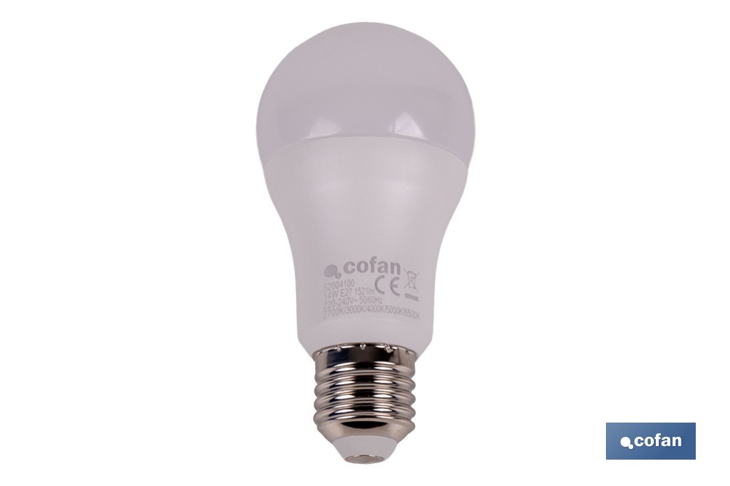 Bombillas LED regulable E27 14 W 1521 lúmenes | 5 CCT regulable, ahorro de energía y larga duración | Pack de 3 bombillas - Cofan