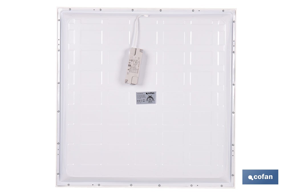 Panel LED empotrable backlight 36 W 3600 lúmenes con luz fría 6500 K | Ahorro de energía y larga duración 30 000 h de vida | Medidas 59,5 x 59,5 cm - Cofan