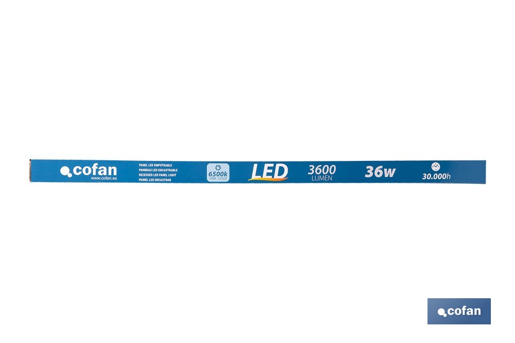Panel LED empotrable backlight 36 W 3600 lúmenes con luz fría 6500 K | Ahorro de energía y larga duración 30 000 h de vida | Medidas 59,5 x 59,5 cm - Cofan