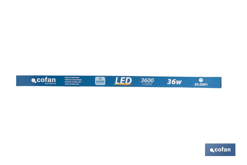 Panel LED empotrable backlight 36 W 3600 lúmenes con luz fría 6500 K | Ahorro de energía y larga duración 30 000 h de vida | Medidas 59,5 x 59,5 cm - Cofan