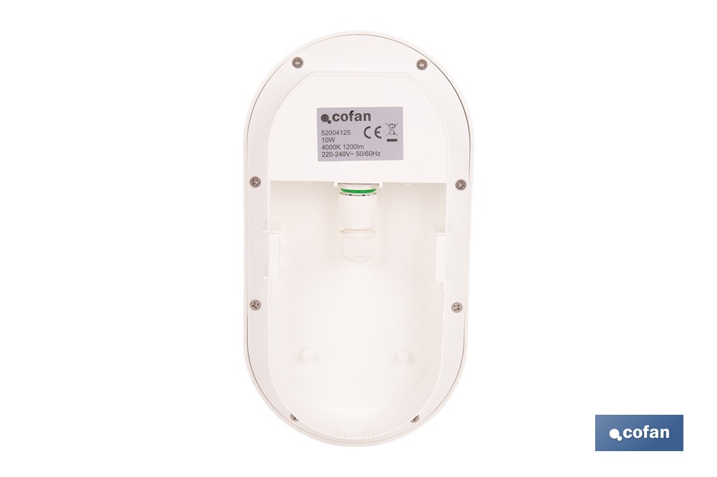 Luminaria LED 10 W 1200 lúmenes con luz neutra 4000 K IP65 | Ahorro de energía y larga duración 30.000 h de vida | Eficiencia energética E - Cofan