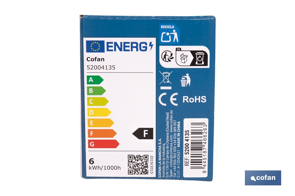 Downlight LED estanco 6 W 600 lúmenes | 3 CCT regulable, ahorro de energía y larga duración | IP65 resistente al agua y polvo - Cofan