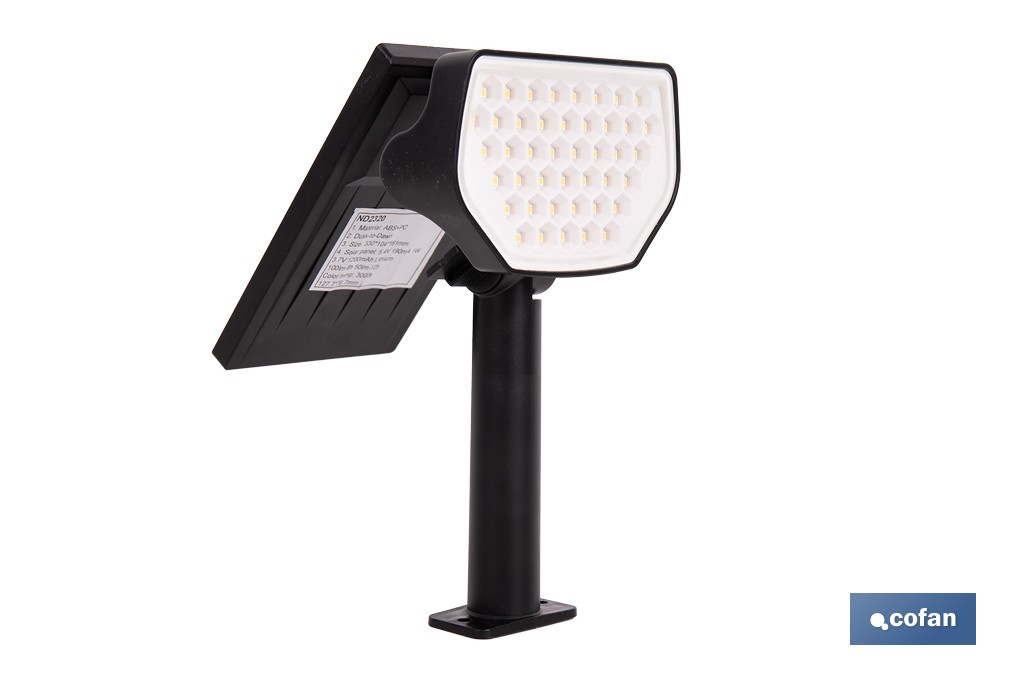 Pack de 4 apliques solares LED con sensor | Instalación en pared o suelo | Dos modos de iluminación | 3000 K, batería 3,7 V, 1500 mAh - Cofan