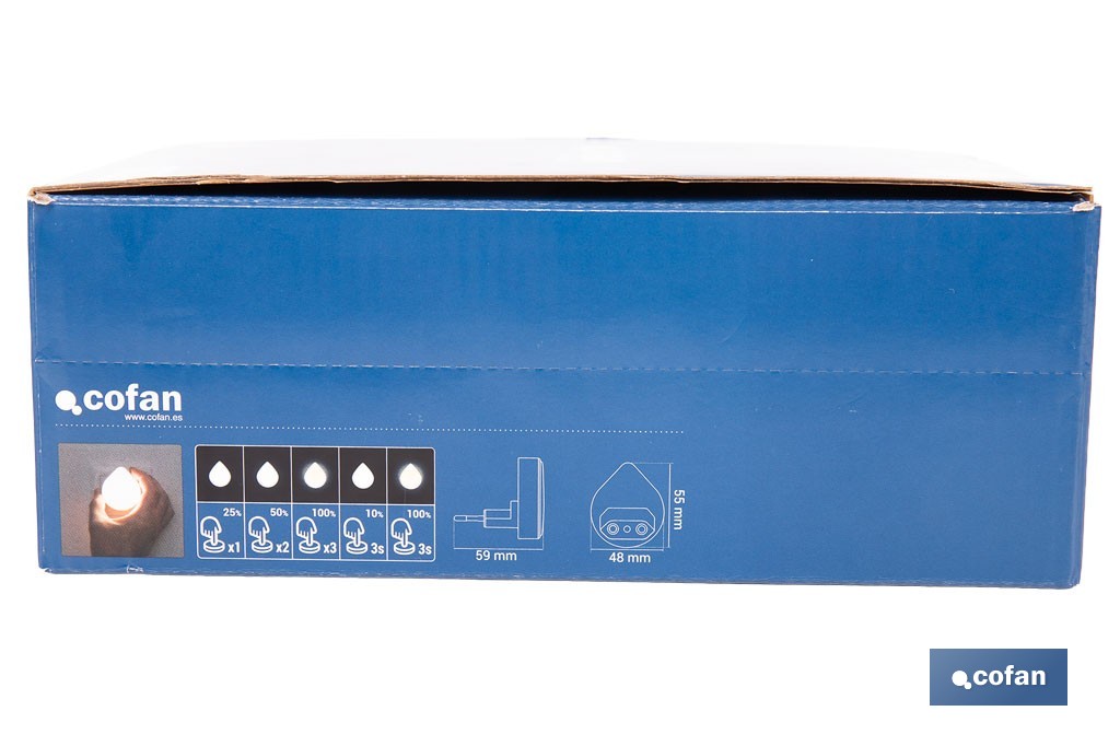 Lámpara LED quitamiedos con sensor de luz regulable. Luz nocturna infantil automática IP20 - Cofan