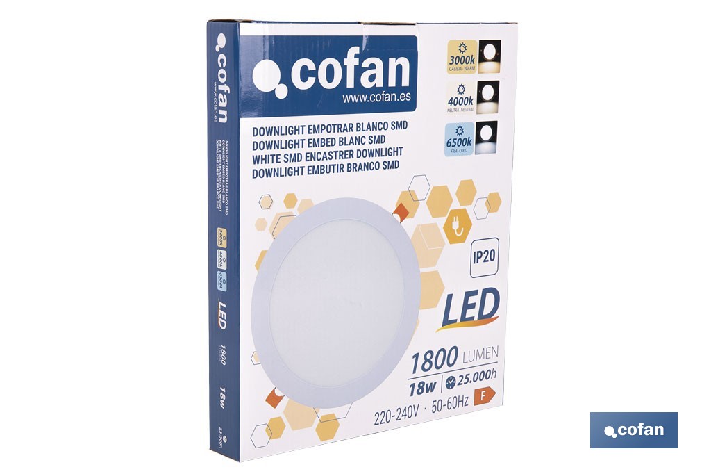 Downlights LED empotrables ultrafinos | Iluminación regulable Tecnología CCT | Disponibles en diferentes medidas y potencias - Cofan