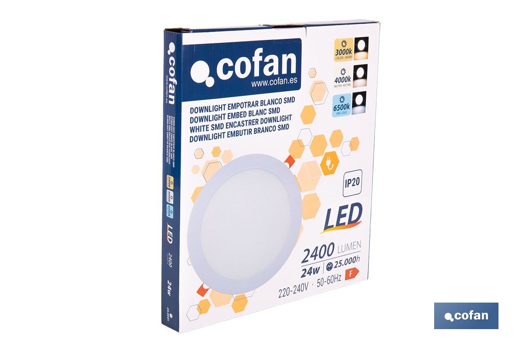 Downlights LED empotrables ultrafinos | Iluminación regulable Tecnología CCT | Disponibles en diferentes medidas y potencias - Cofan