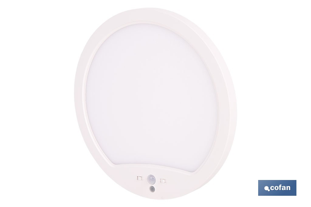 Downlight de superficie 18 W redondo | Sensor de presencia y crepuscular | Diámetro: 230 mm - Cofan