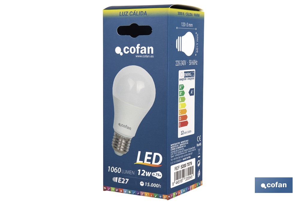 Bombilla led Classic esférica con 15.000 horas de consumo | Diferentes colores y lúmenes - Cofan