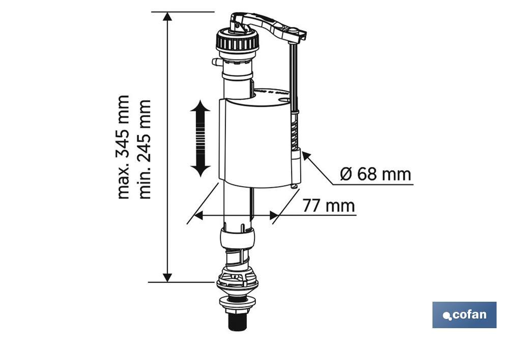 Robinet d'Alimentation | WC Inférieur | Modèle Kenyir | Fermeture par Piston | Fabriqué en Matériaux Plastiques - Cofan