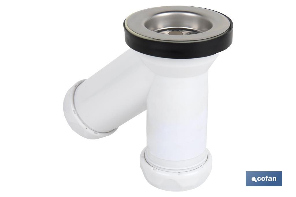 Y-Shaped Siphon | 40mm outlet | Ø70 Basin and Bidet Valve | Polypropylene | Ø32mm Conical Reduction Gasket - Cofan