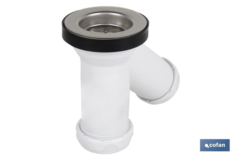 Y-Shaped Siphon | 40mm outlet | Ø70 Basin and Bidet Valve | Polypropylene | Ø32mm Conical Reduction Gasket - Cofan