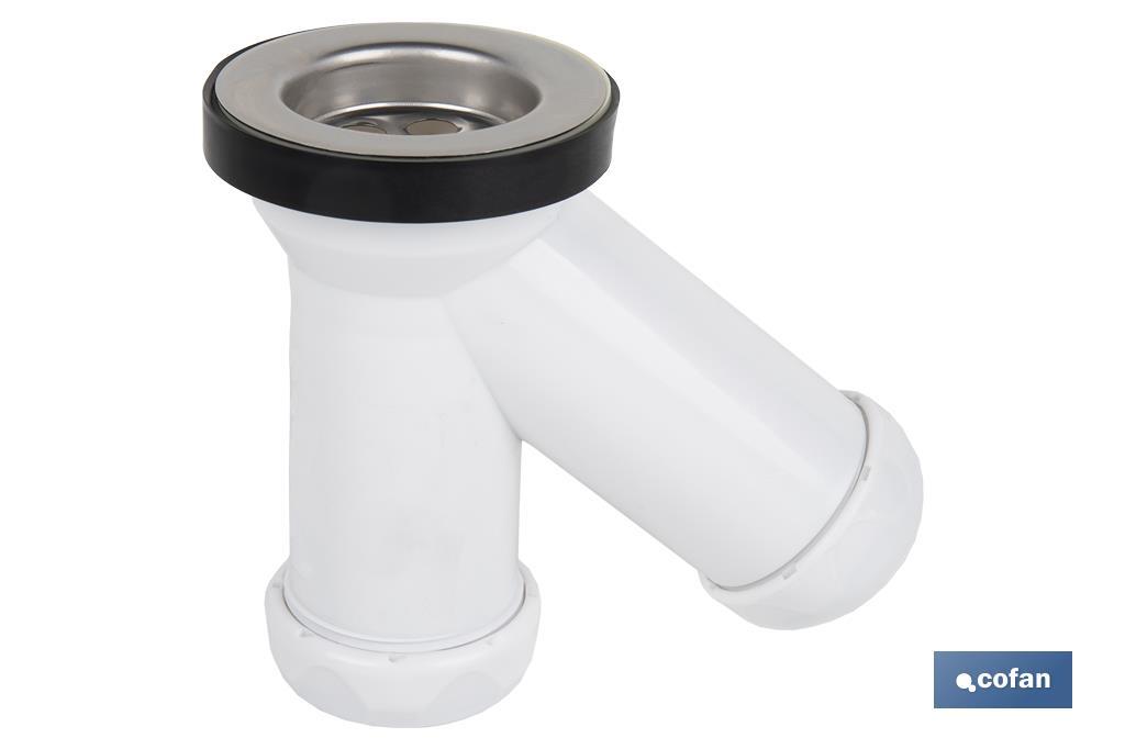 Y-Shaped Siphon | 40mm outlet | Ø70 Basin and Bidet Valve | Polypropylene | Ø32mm Conical Reduction Gasket - Cofan