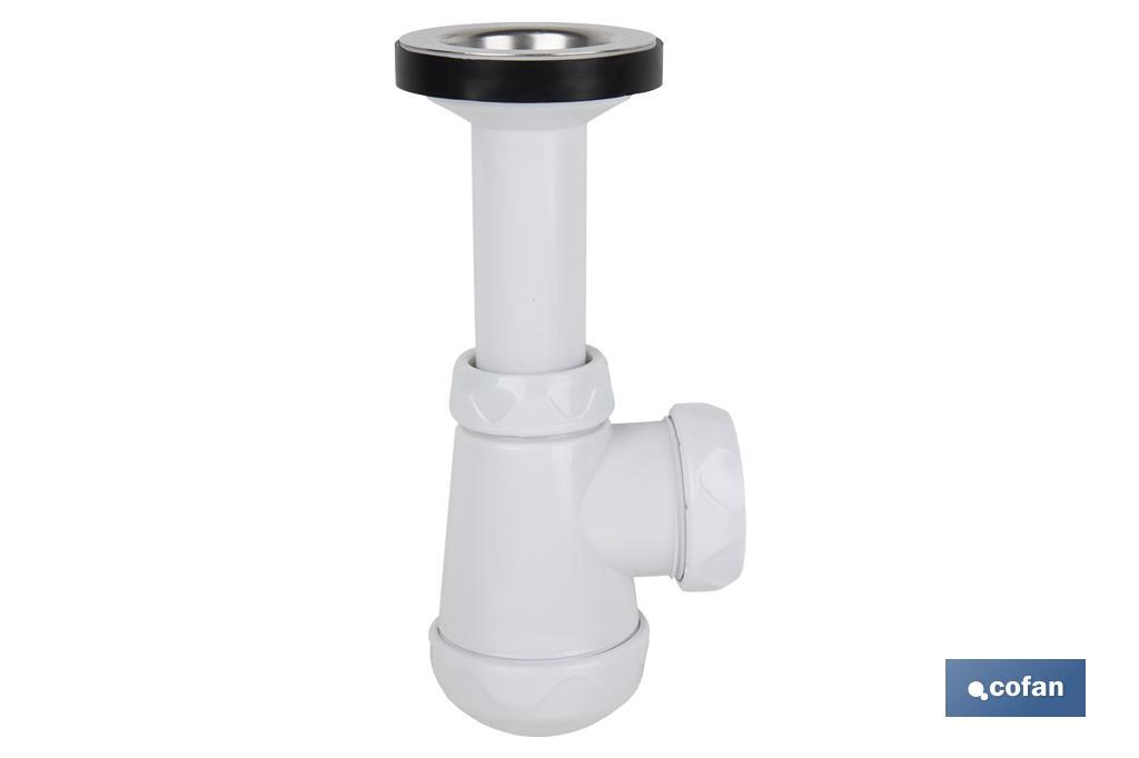 Siphon Bouteille Court | Extensible | Raccord de 1" 1/4 | Avec Sortie de 40 mm | Joint Conique réducteur de Ø32 mm - Cofan