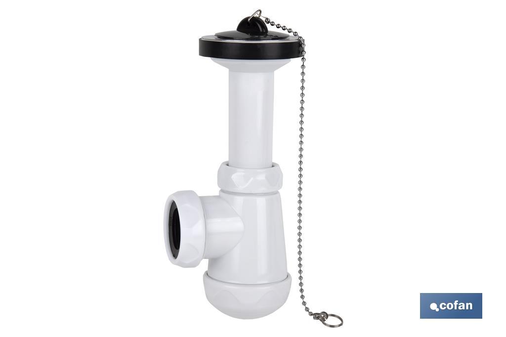 Small Bottle Trap | Extensible Siphon 1" 1/4 Fitting | 40mm Outlet | With Ø32mm Conical Reduction Gasket | Ø70 Basin-Bidet Valve - Cofan