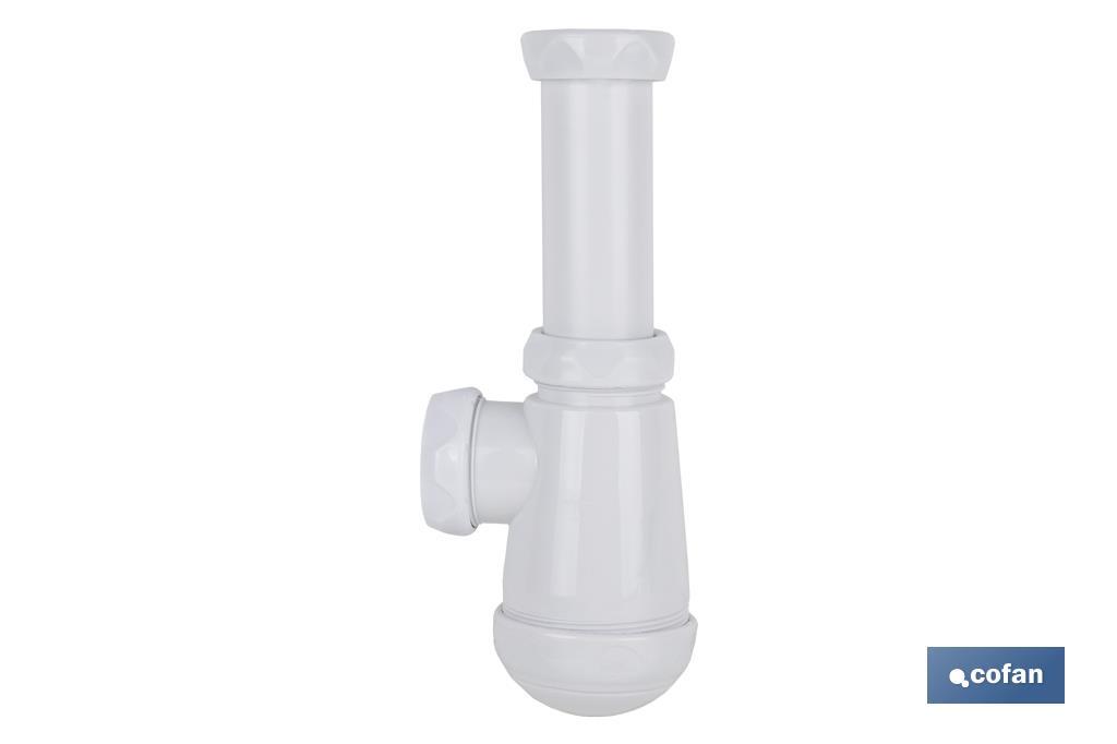 Siphon Bouteille | Avec Sortie de Ø40 mm | Avec Raccord de 1" 1/2 x 70 | Valve pour Lavabo et Bidet | Fabriqué en Polypropylène - Cofan