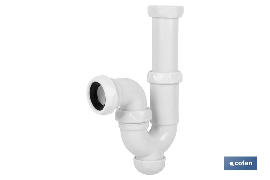 Sifone curvo | Uscita da Ø40 mm | Raccordo da 1" 1/2 x 70 | Valvola per lavabo e bidet | Realizzato in polipropilene - Cofan