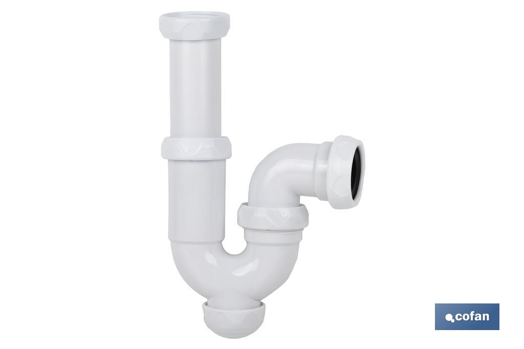 Sifone curvo | Uscita da Ø40 mm | Raccordo da 1" 1/2 x 70 | Valvola per lavabo e bidet | Realizzato in polipropilene - Cofan