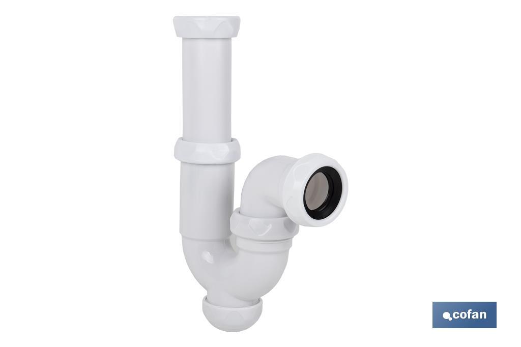 Sifone curvo | Uscita da Ø40 mm | Raccordo da 1" 1/2 x 70 | Valvola per lavabo e bidet | Realizzato in polipropilene - Cofan