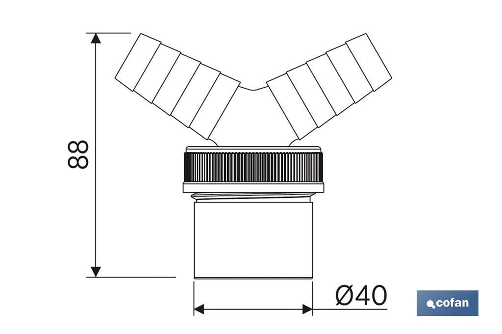 Conexión | Medidas: Ø40 mm | Con Toma para Electrodomésticos | Fabricada en PVC - Cofan