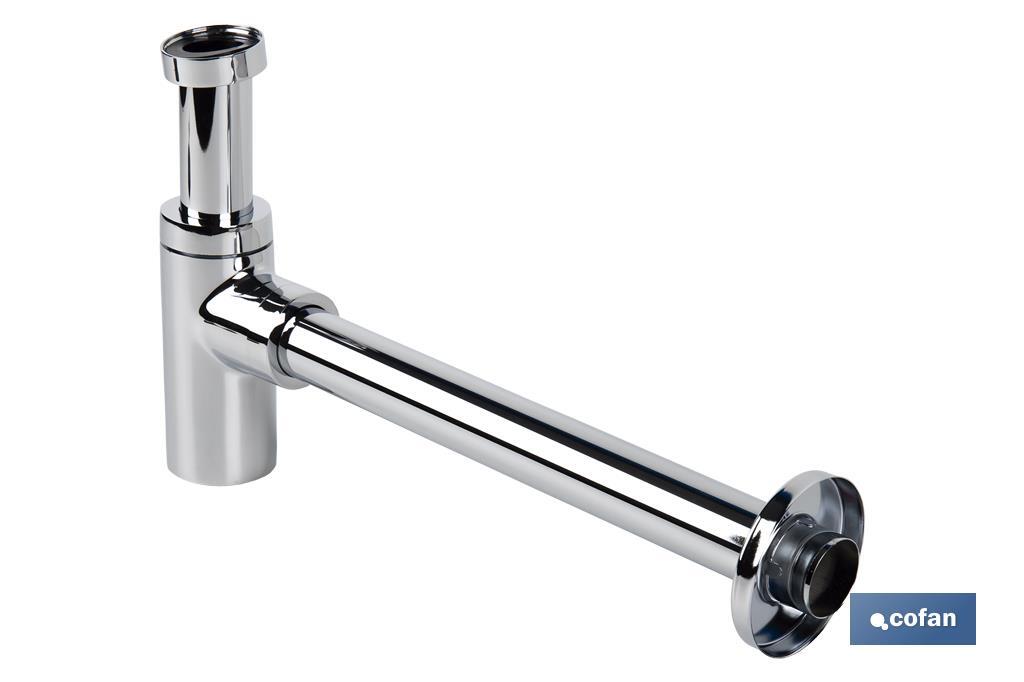 Siphon Bouteille | Extensible | Chromé Cylindrique | Sortie horizontale de 330 mm de longueur et Ø32 mm - Cofan