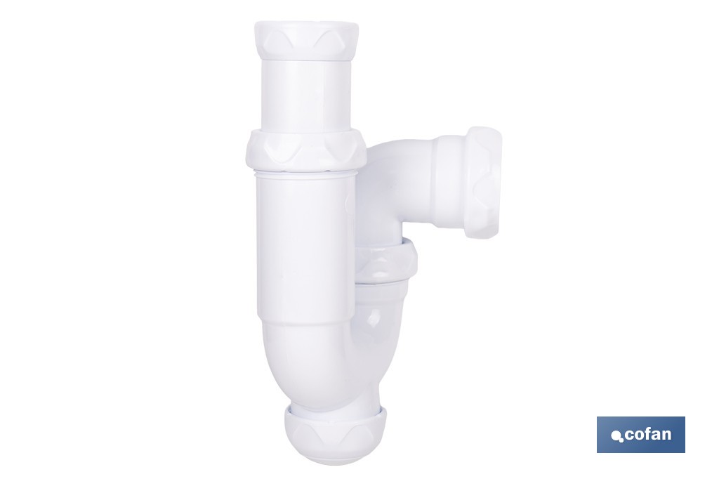 Sifón curvo extensible | Salida ajustable de Ø32-40 mm y racor de 1 1/4" | Flexible y resistente para lavabo - Cofan