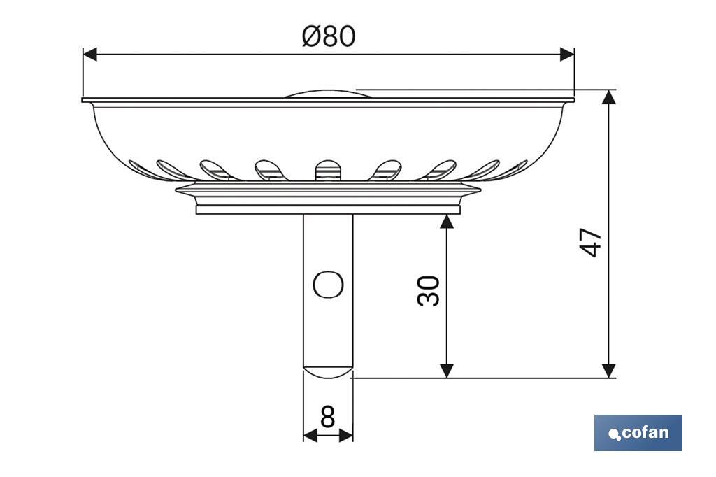 Cofan Strainer Plug with Filter | Stainless Steel | Diameter of 80mm - Cofan