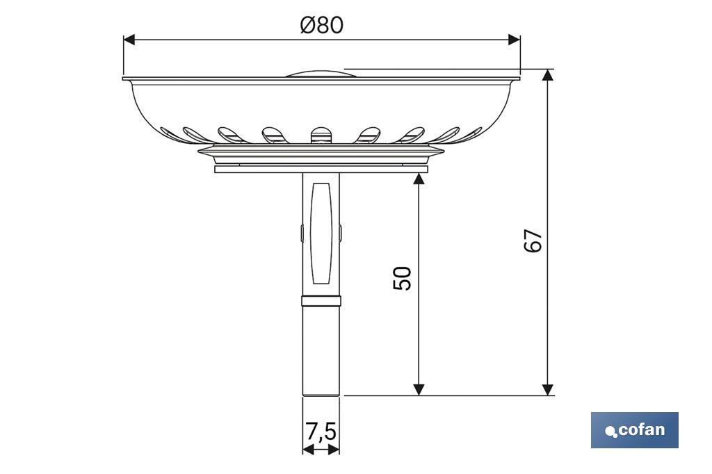 Rejilla Filtro Cesta Desagüe | Fabricada en Acero Inoxidable | Diámetro de 80 mm - Cofan