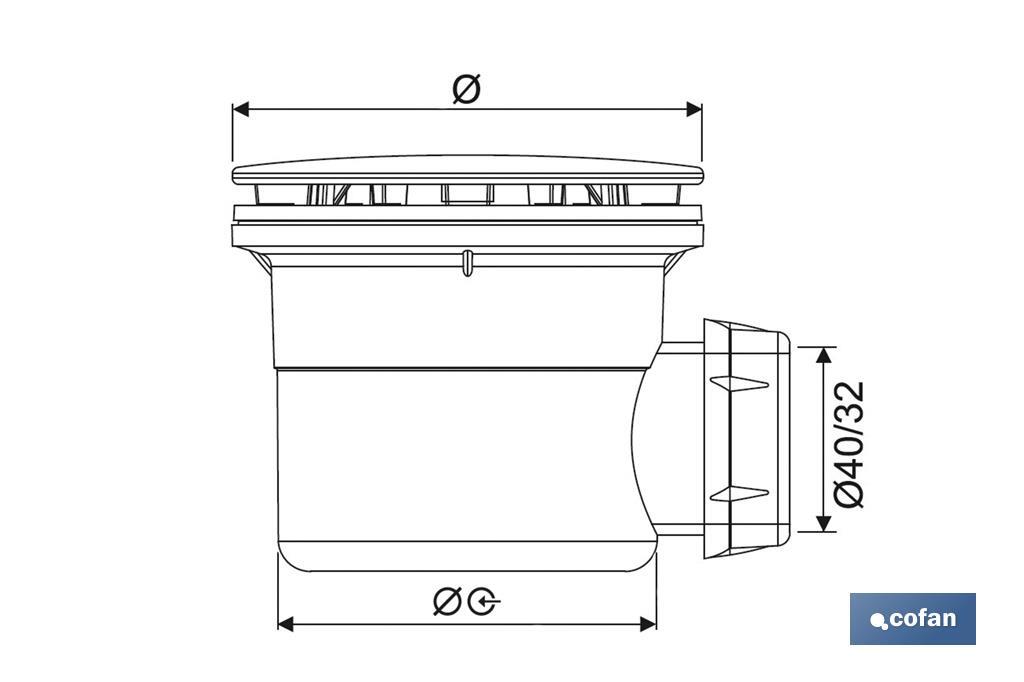 Cofan Shower Tray Waste Trap | Size: Ø60 o Ø90 | Ø40mm Outlet | Ø32mm Conical Reduction Gasket | Chromed Trim Plate - Cofan