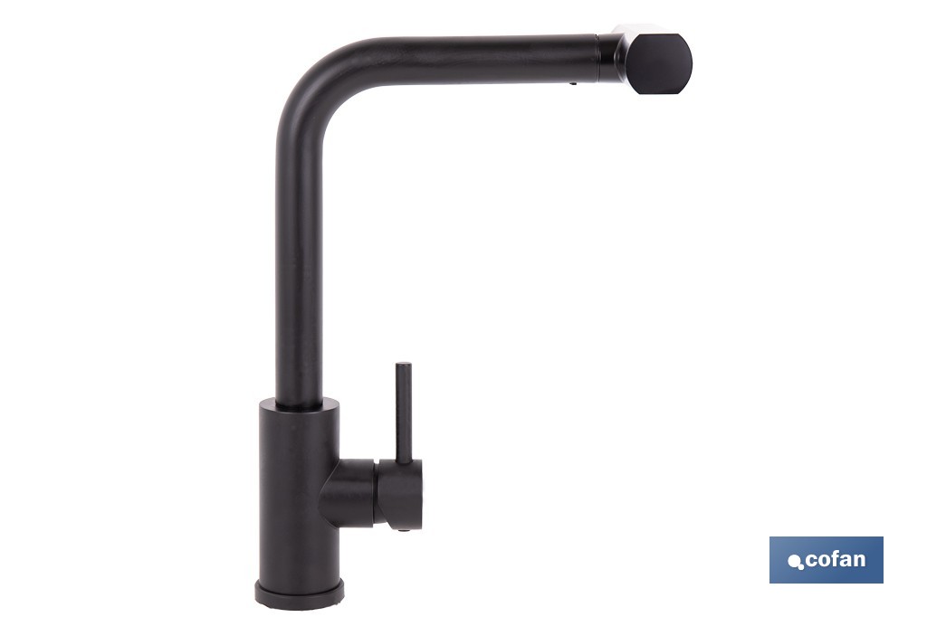 Grifo de cocina negro con 3 funciones y giro 360º | Material: acero inoxidable 304 | Cartucho cerámico de Ø35 mm - Cofan