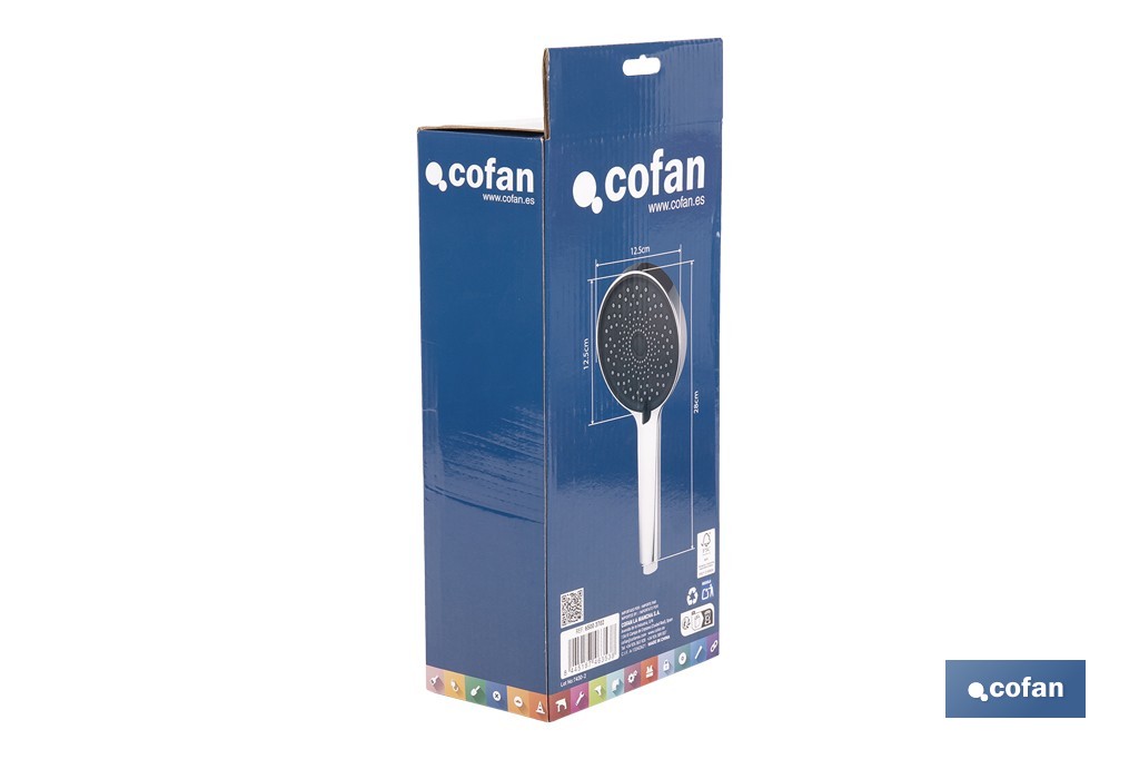 Kit de Ducha: Mango + Flexo + Soporte | Mango con 3 Funciones | Fabricado en ABS cromado - Cofan