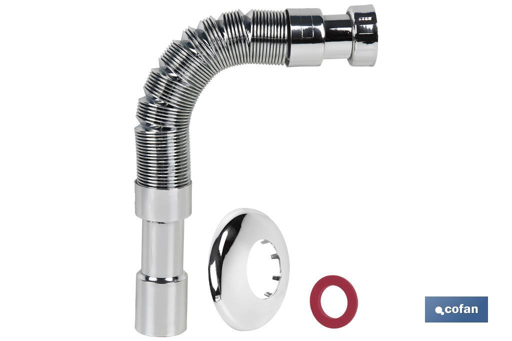 Tubo flessibile metallizzato | Lunghezza: 300-720 mm | Per lavabo e bidet | Dimensioni: 1" 1/2 Ø32-40 mm o 2" 2/2 Ø40-50 mm - Cofan