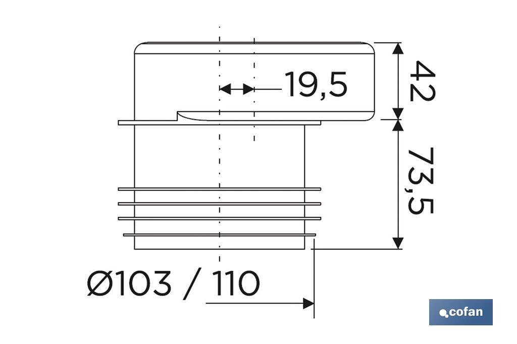 Canhão de sanita | Excêntrico para Sanita | Saída de Ø110 mm | Fabricado de EVA - Cofan