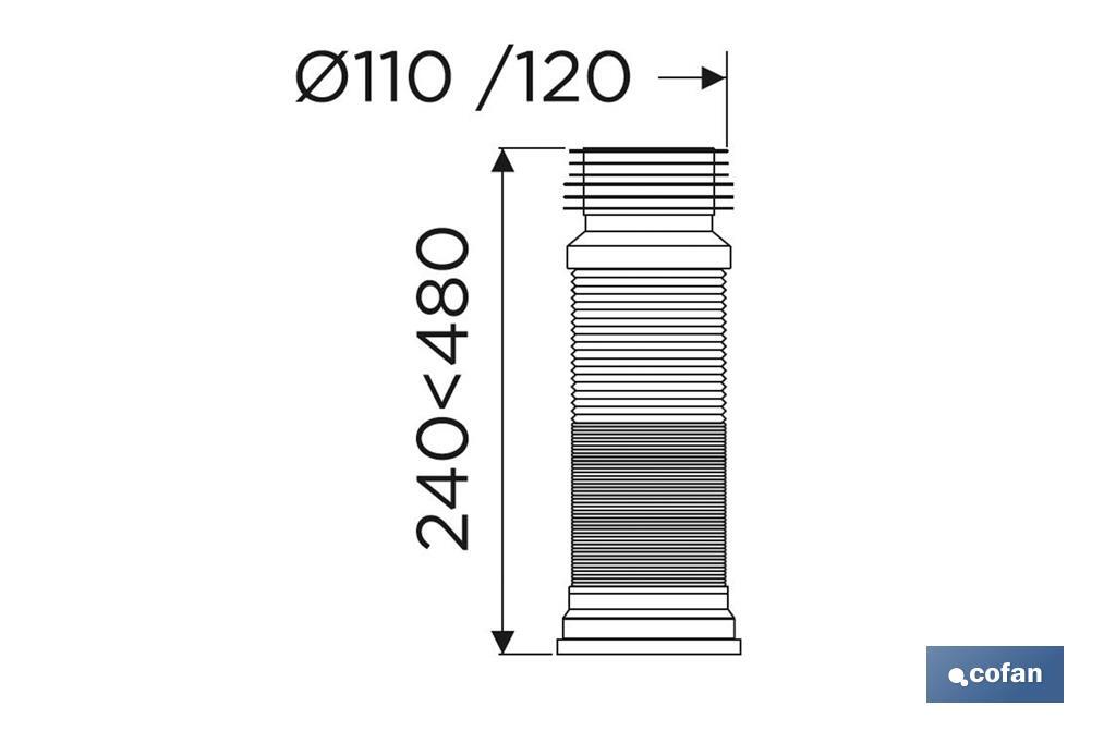 Manicotto di collegamento | Estensibile per water | Realizzato in polipropilene | Uscita da Ø110 - Ø120 mm - Cofan