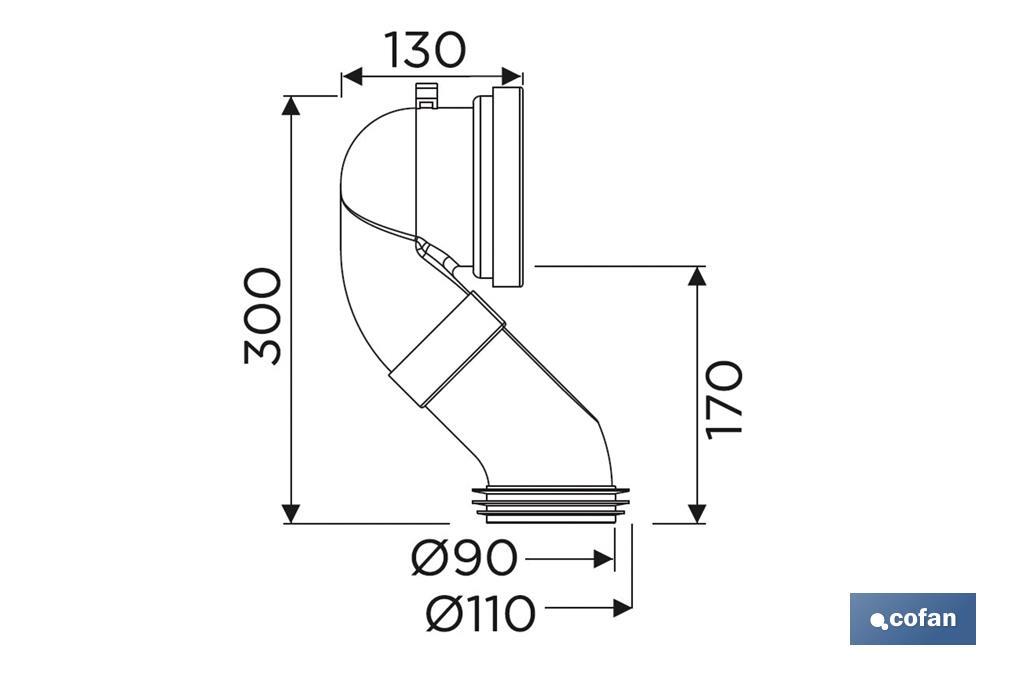 Manchon de Raccordement | Manchon Coudé 45° pour WC | Inclut Joint à Lèvre Ø110 | Fabriqué en Polypropylène - Cofan