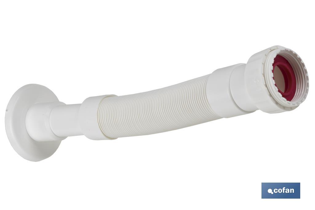 Tubo flexível 1" 1/2 com redutor 1" 1/4 | Cor Branco | Medidas 330-690 mm | Para válvulas de bacia-bidê ou pia - Cofan