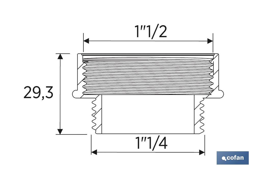 Waste Adaptor with 1" 1/4 male - 1" 1/2 female threads | For Flexible Waste Pipe | Plumbing accessory - Cofan