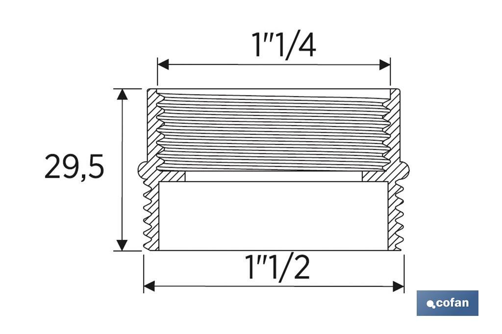 Adattatore convertitore 1" 1/2 maschio - 1" 1/4 femmina | Da usare con un tubo flessibile | Accessorio di idraulica - Cofan