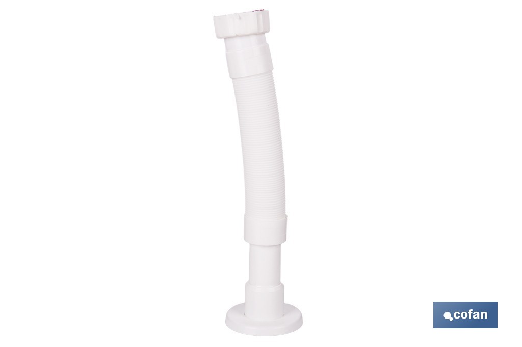 Tubo flexible y extensible para desagüe | Adecuado para lavabo y fregadero | Incluye embellecedor y junta plana | Disponible en diferentes medidas - Cofan
