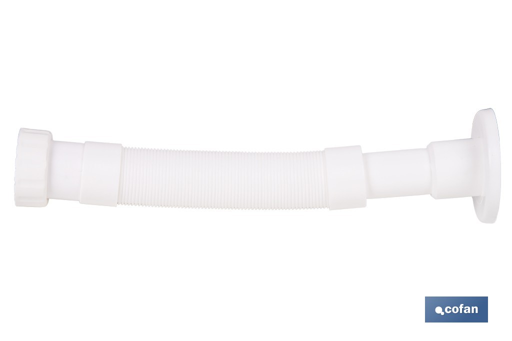 Tubo flexible y extensible para desagüe | Adecuado para lavabo y fregadero | Incluye embellecedor y junta plana | Disponible en diferentes medidas - Cofan
