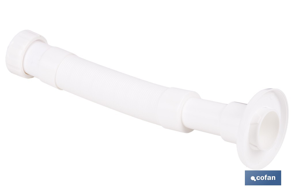 Tubo flexible y extensible para desagüe | Adecuado para lavabo y fregadero | Incluye embellecedor y junta plana | Disponible en diferentes medidas - Cofan