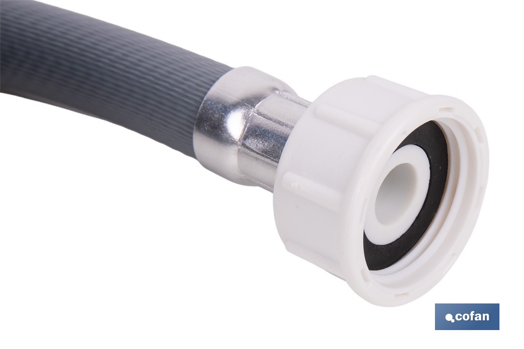 Manguera de entrada de agua con tuercas ABS para lavadora y lavavajillas con 1,5 m de longitud. Conexión 3/4" y hasta 12 bar - Cofan