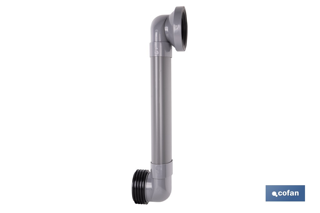 Manguito horizontal ajustable para inodoro | Salida horizontal de Ø90-110 mm y entrada de Ø90 mm | Manguito extensible 170-490 mm - Cofan
