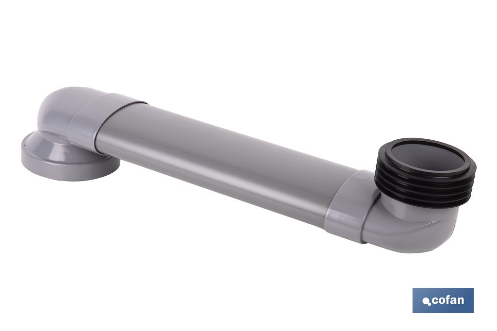 Manguito horizontal ajustable para inodoro | Salida horizontal de Ø90-110 mm y entrada de Ø90 mm | Manguito extensible 170-490 mm - Cofan
