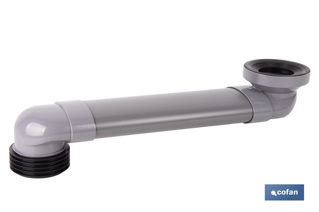 Manguito horizontal ajustable para inodoro | Salida horizontal de Ø90-110 mm y entrada de Ø90 mm | Manguito extensible 170-490 mm - Cofan