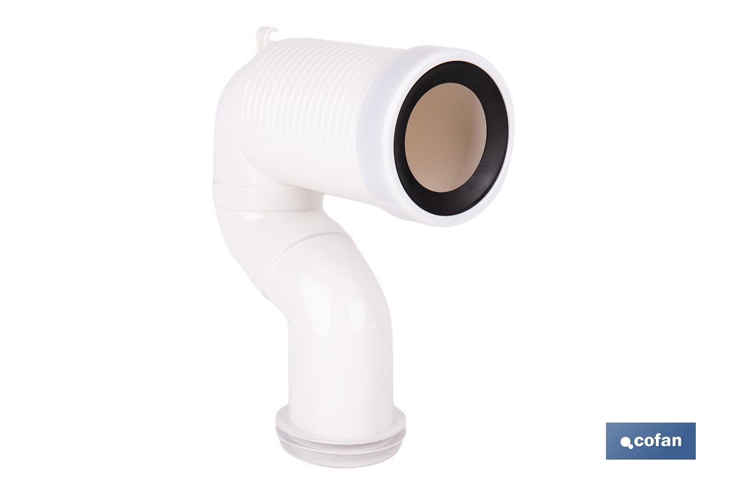Manguito de conexión acodado excéntrico 45° | Conexión recortable con goma labiada | Compatible con tuberías de evacuación de Ø90 y Ø110 mm - Cofan
