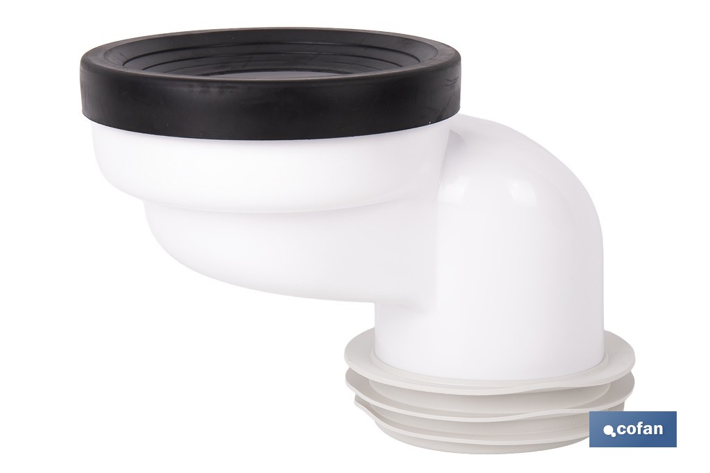 Manguito súper excéntrico para inodoro con junta de goma | Compatible con tuberías de Ø90 y Ø110 mm - Cofan