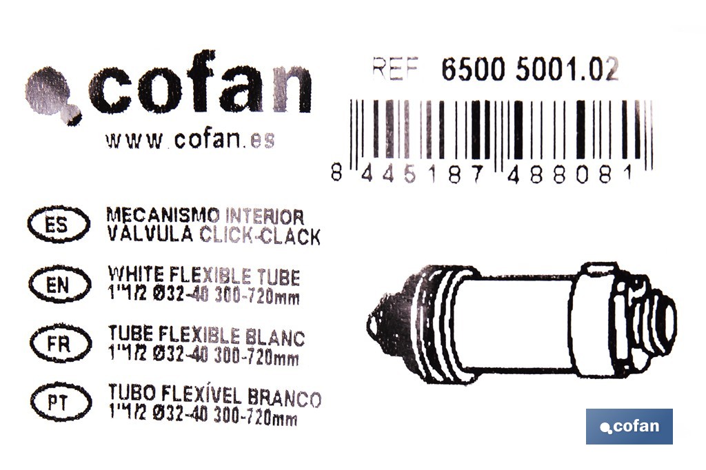 Mecanismo interior para válvula click-clack | Recambio de latón para tapón exterior - Cofan