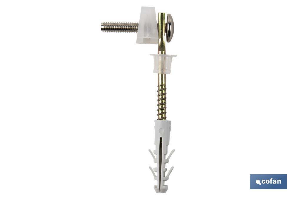 Set of Horizontal Screws | Toilet Fixing Screws | M5 x 75 | Set of Two Screws, Caps and Wall Plugs - Cofan